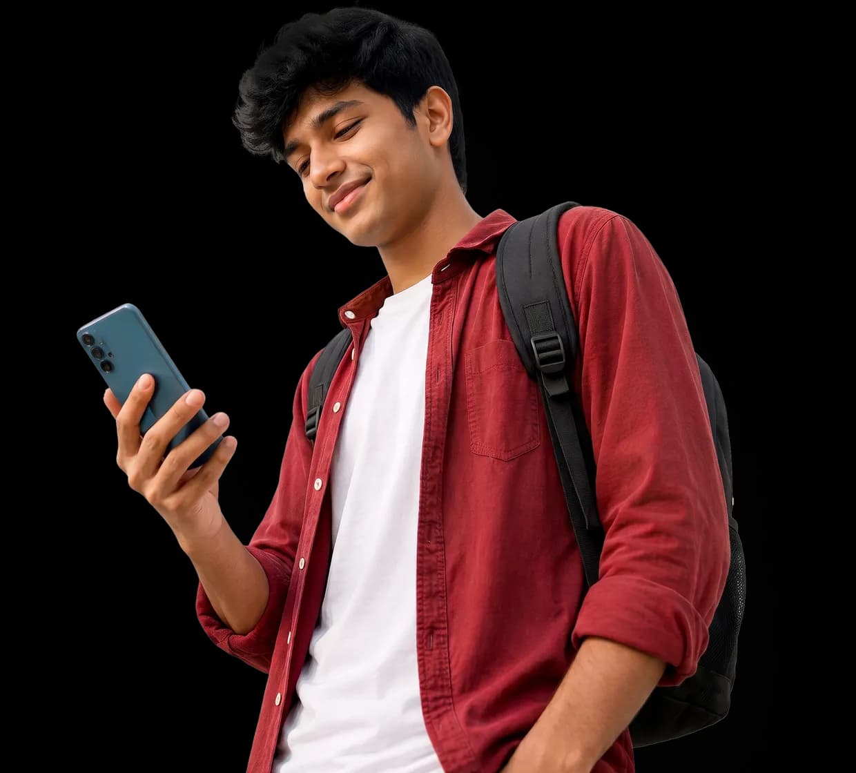 Traveller checking their phone before their trip to Canada