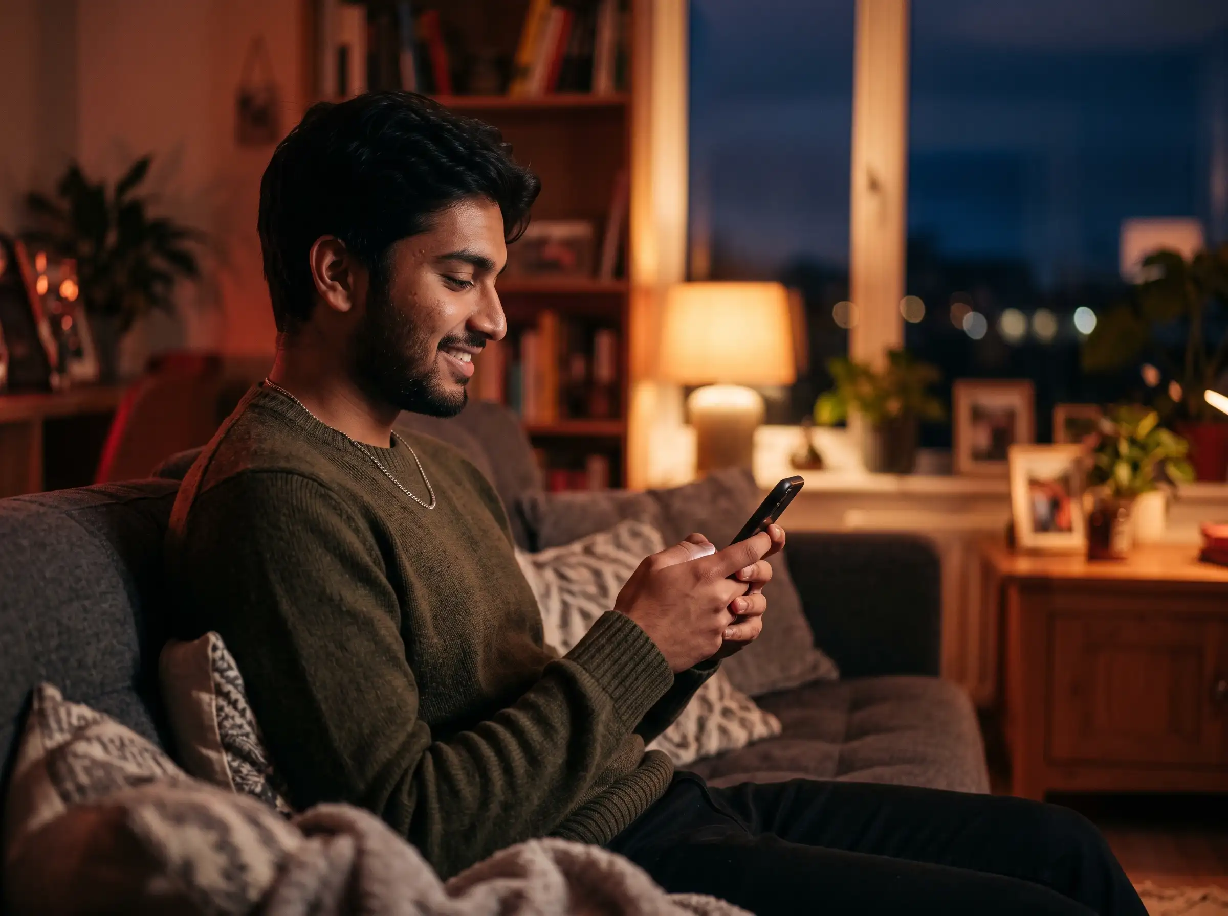 Customer choosing a Canadian mobile plan from home before travelling